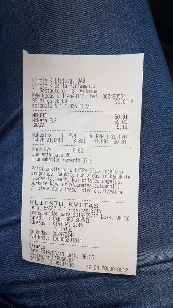 Įkelta kvito nuotrauka